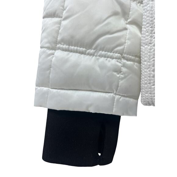 Nautica White Puffer Zip Up Jacket Small Removable Hood Pockets Stretch New - Picture 6 of 12